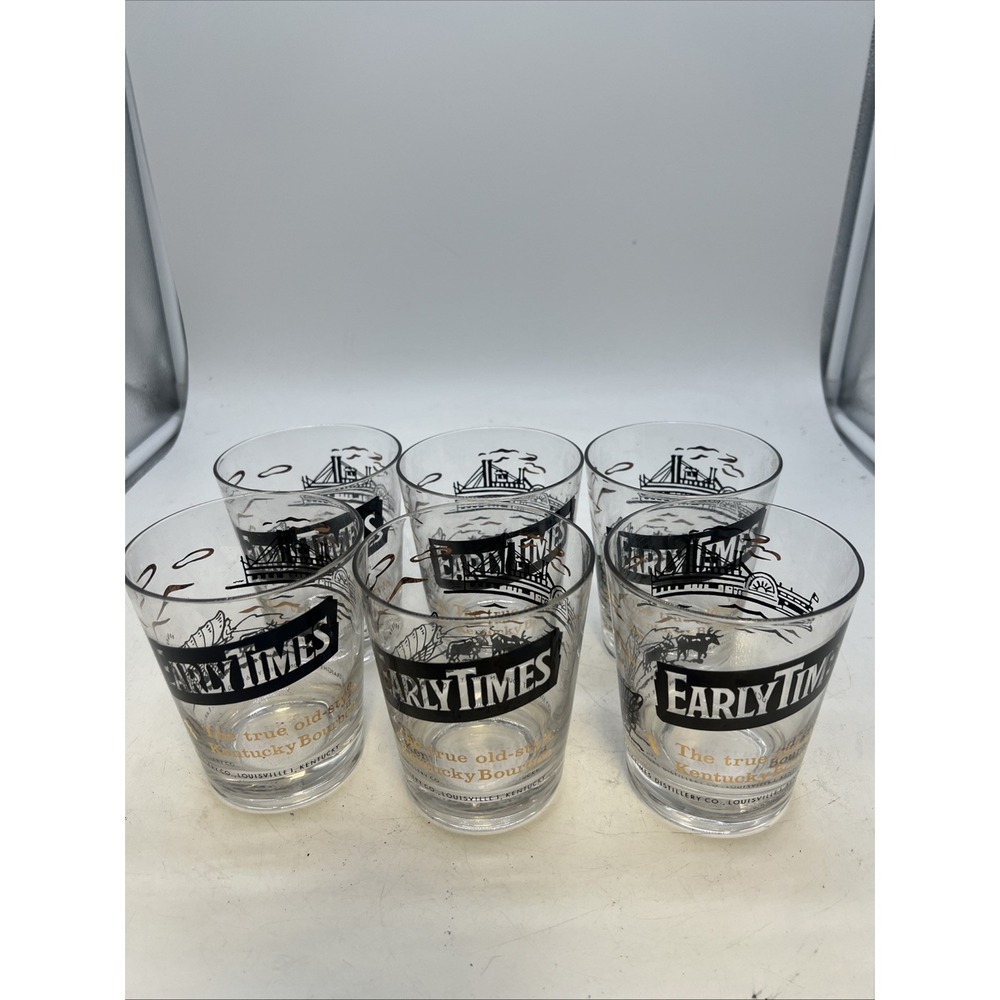 Set Of 6 Early Times Distillery Tennessee Bourbon Whiskey Glasses